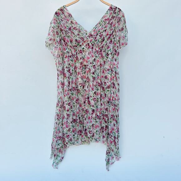 Dolce & Gabbana Authentic Silk Floral Sheer Mini Dress Pink Cottage 4 Fairy 40 - Picture 3 of 12